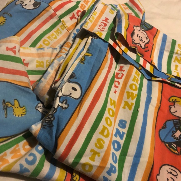 VINTAGE 1960s United Feature Syndicate Peanuts Cartoon Flat Twin Bed Sheet RARE - Picture 4 of 5